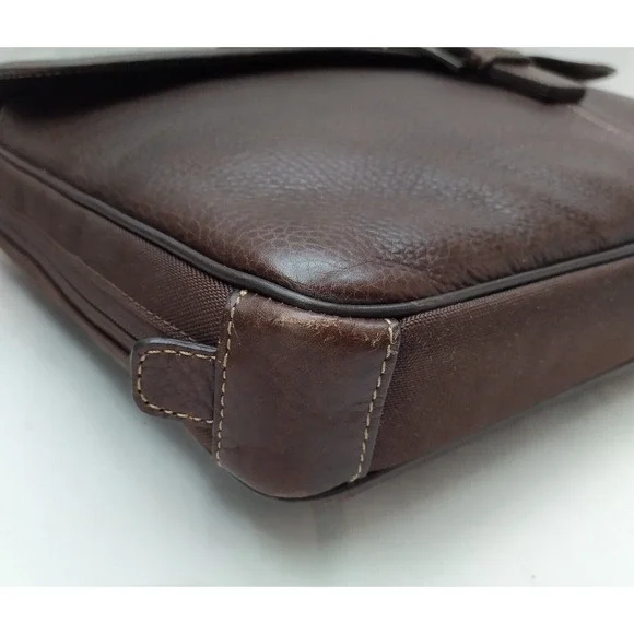 BOCONI Brown Pebbled Leather Business Brief Messenger Laptop Crossbody Bag